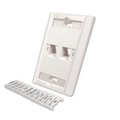 Quest Technology International Keystone Wall Plate W/ Icon Slots & Tabs, White - 2 Port, Angled-Port NFP-3028